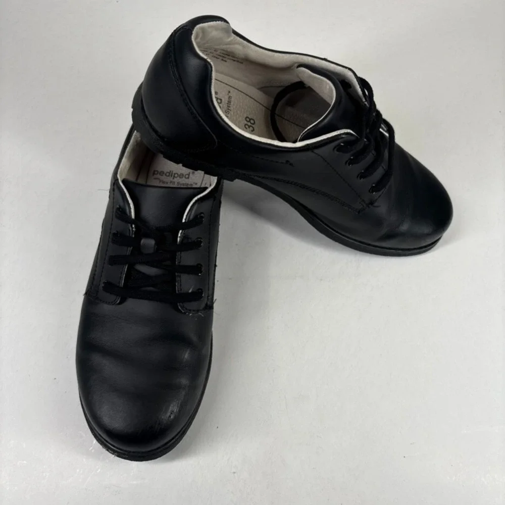 pediped Flex Storm Boys US Size 6Y/38 Black Leather Oxford Dress School Shoes